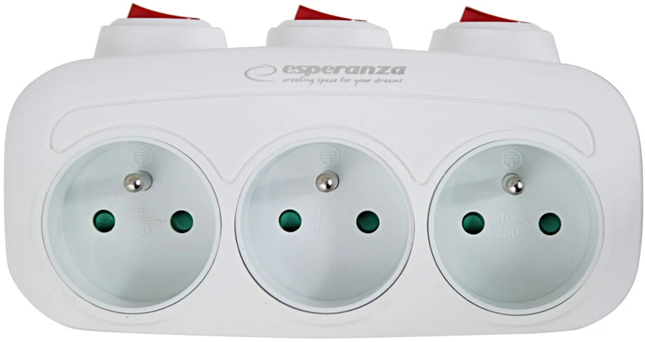 Esperanza ELK307W elektros skirstytuvas 3 lizdų jungiklis Baltas