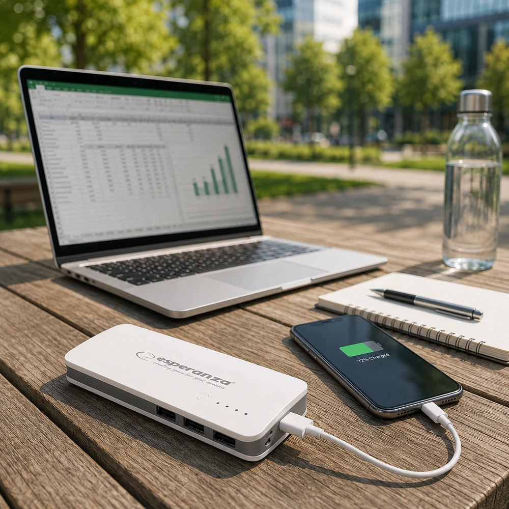 EMP106WE išorinė baterija 8000mAh Radium balta-pilka Esperanza
