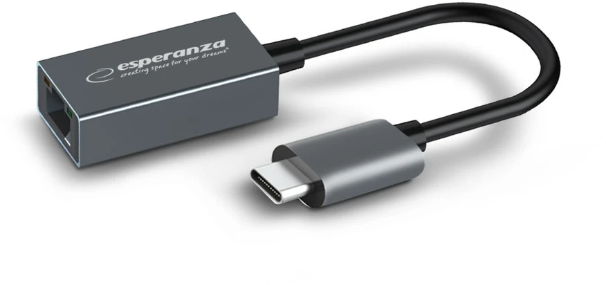 USB-C į RJ45 tinklo adapteris su lanksčiu laidu