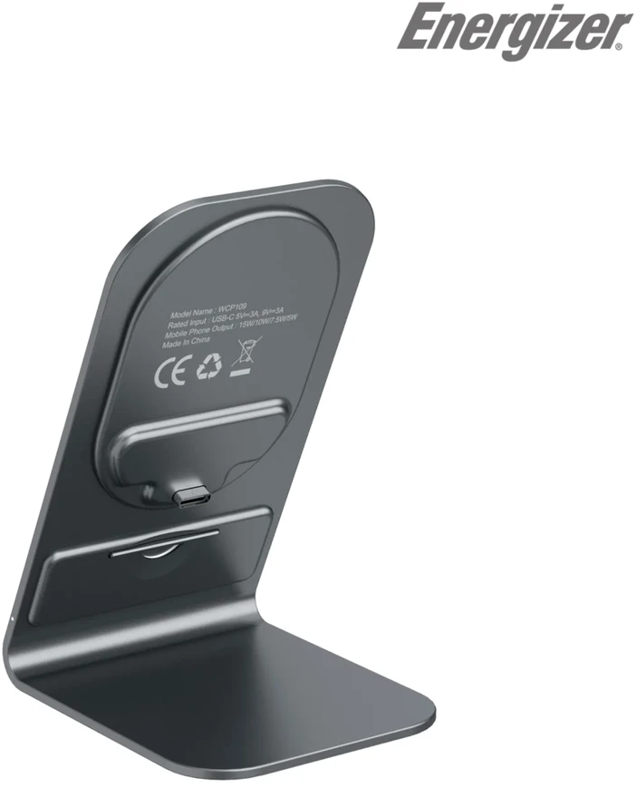 „Energizer“ belaidis 15 W įkrovimo stovas QI USB-C, juodas