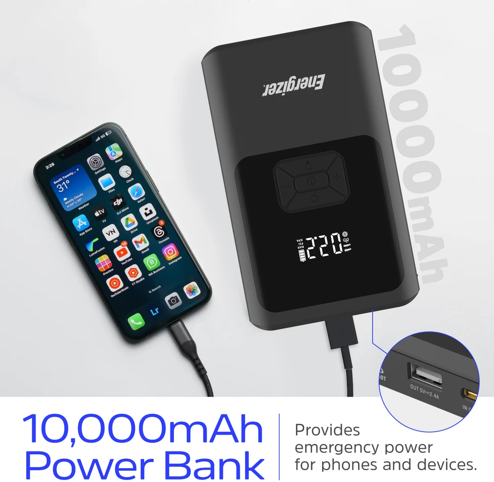 „Energizer“ – padangų pripūtimo ir užvedimo įrenginys