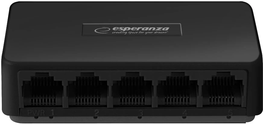 ENS103 Esperanza komutatorius 5 prievadų 10/100/1000, onikso spalvos