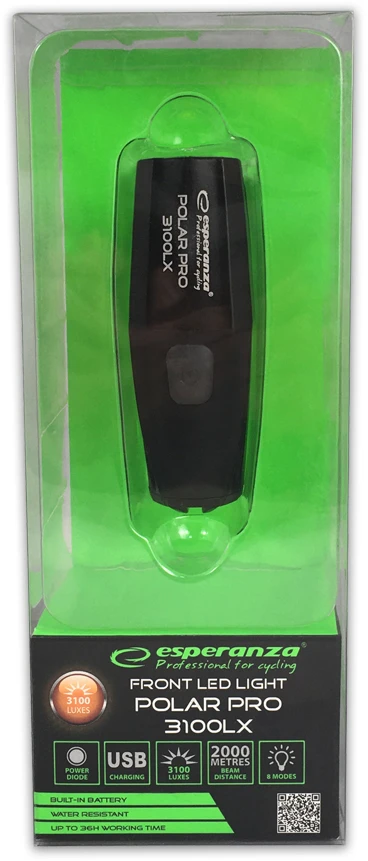 Dviračio žibintuvėlis su LED apšvietimu Esperanza POLAR PRO 1400 LX EOT059