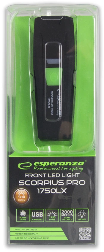Dviračio žibintuvėlis su LED apšvietimu Esperanza Scorpius PRO 1750 LX EOT060