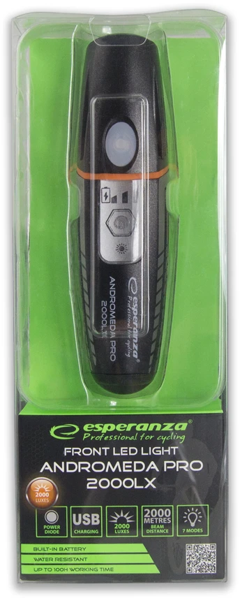 Dviračio žibintuvėlis su LED apšvietimu Esperanza Andromeda PRO 2000 LX EOT062