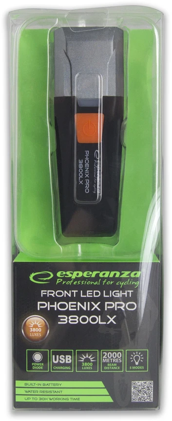 Dviračio žibintuvėlis su LED apšvietimu Esperanza Phoenix PRO 3800 LX EOT063