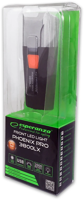 Dviračio žibintuvėlis su LED apšvietimu Esperanza Phoenix PRO 3800 LX EOT063