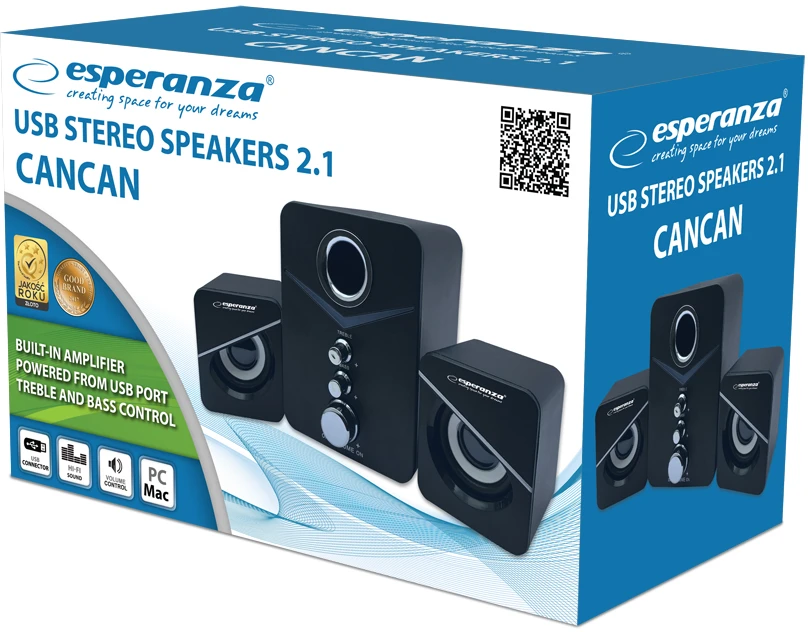 Kompiuterio kolonėlės Garso Sistema - Esperanza EP153 6W USB Balta