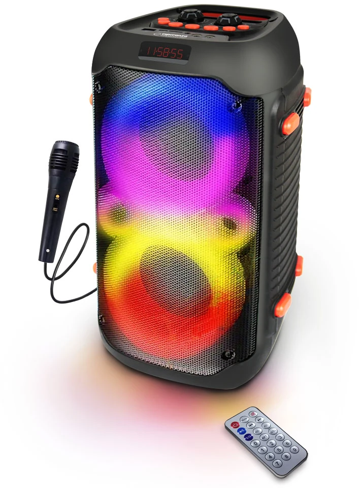 Esperanza EP156 BT FM LED RGB KARAOKE Speaker Juodas 20W
