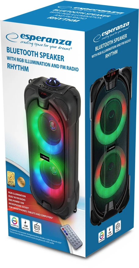 Bluetooth Garsiakalbis - Esperanza EP157 10W FM LED RGB Juodas