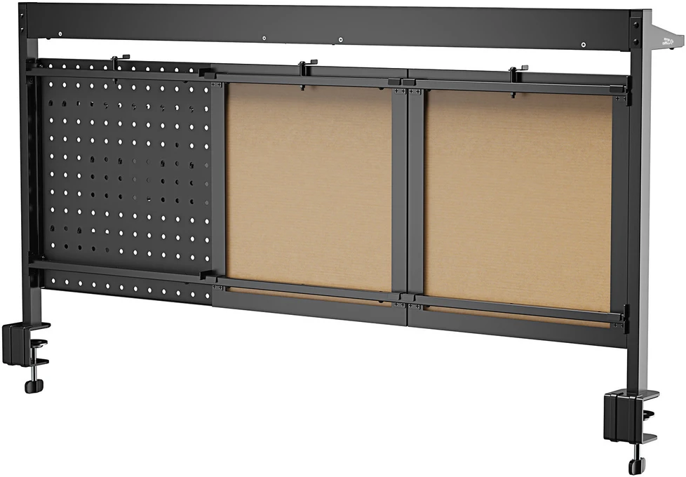 Ergo Office stalo pertvara/organizatorius, maks. apkrova 10 kg, balta ir kamštinė lenta, plotis 1250 mm, juoda, ER-300 B