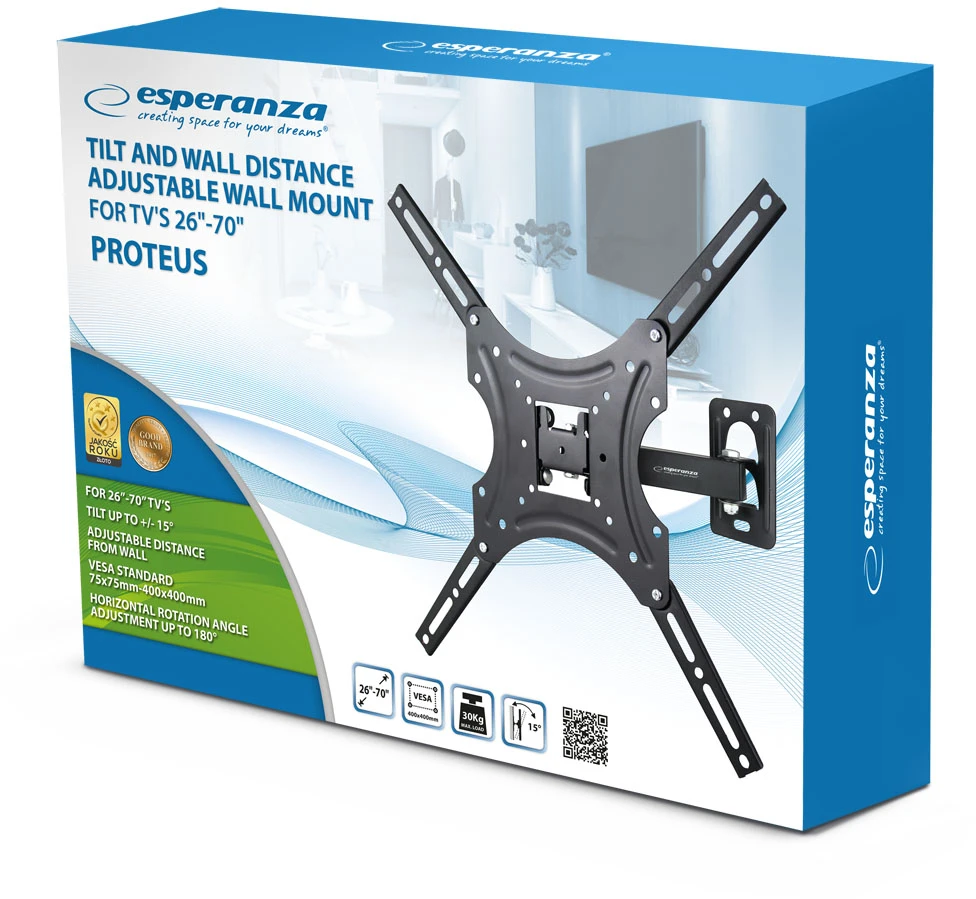 Laikiklis Esperanza ERW015 TV Mount 26“–70” 177.8 cm Juodas