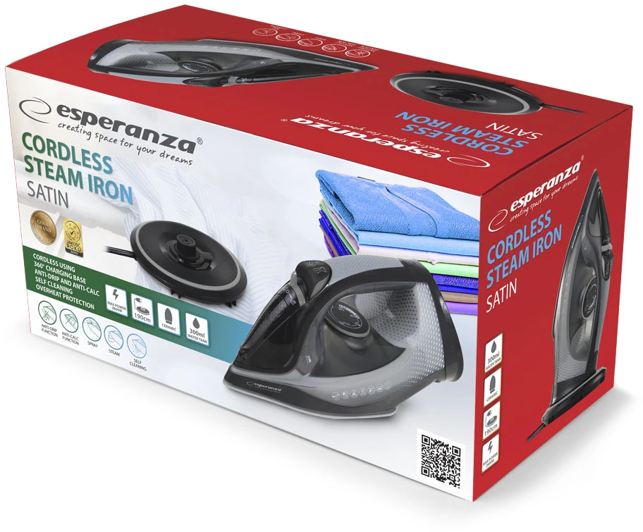 Esperanza EHI011 Garų lygintuvas Ceramic soleplate Pilkas, Juodas 2600 W