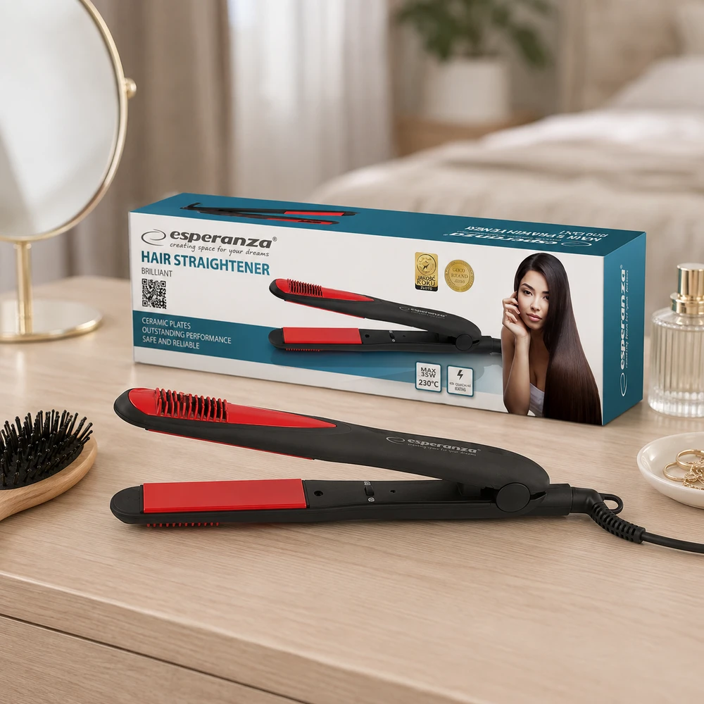 Tiesinimo žnyplės for hair Esperanza Brilliant EBP004 (35W, juodos spalvos)