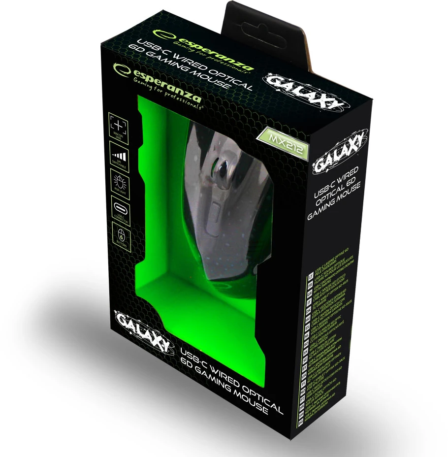 Esperanza EGM212 pelė USB Type-A Optinė 2400 DPI dešinei rankai