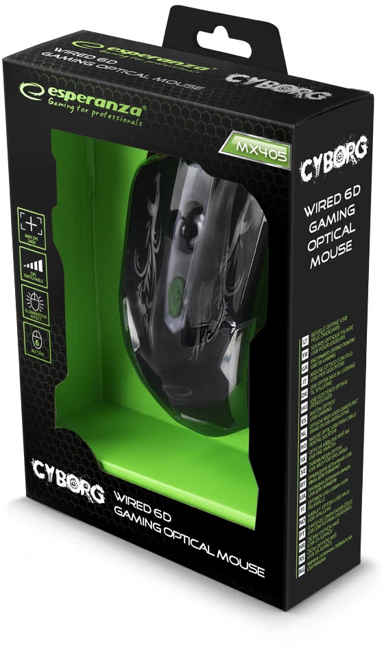 ESPERANZA EGM405 MX403 CYBORG - LAIDINĖ OPTINĖ USB PĖLĖ ŽAIDĖJAMS 6D USB