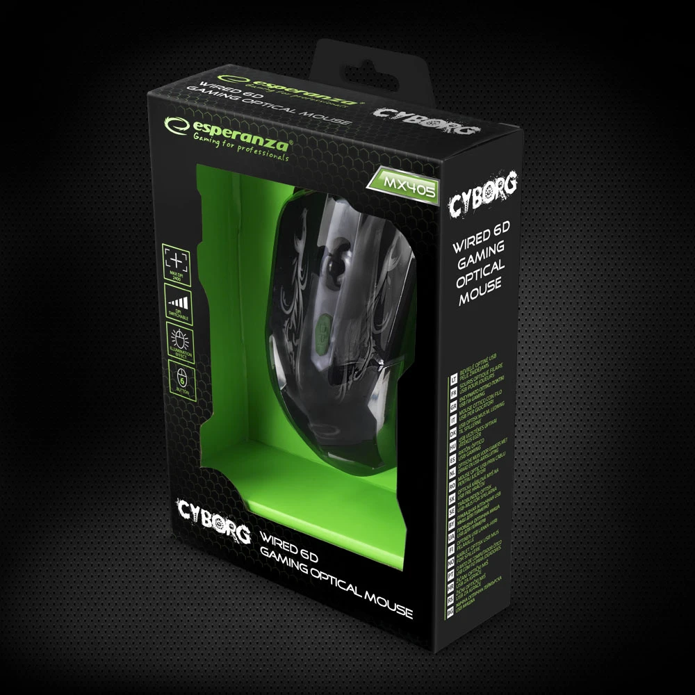 ESPERANZA EGM405 MX403 CYBORG - LAIDINĖ OPTINĖ USB PĖLĖ ŽAIDĖJAMS 6D USB