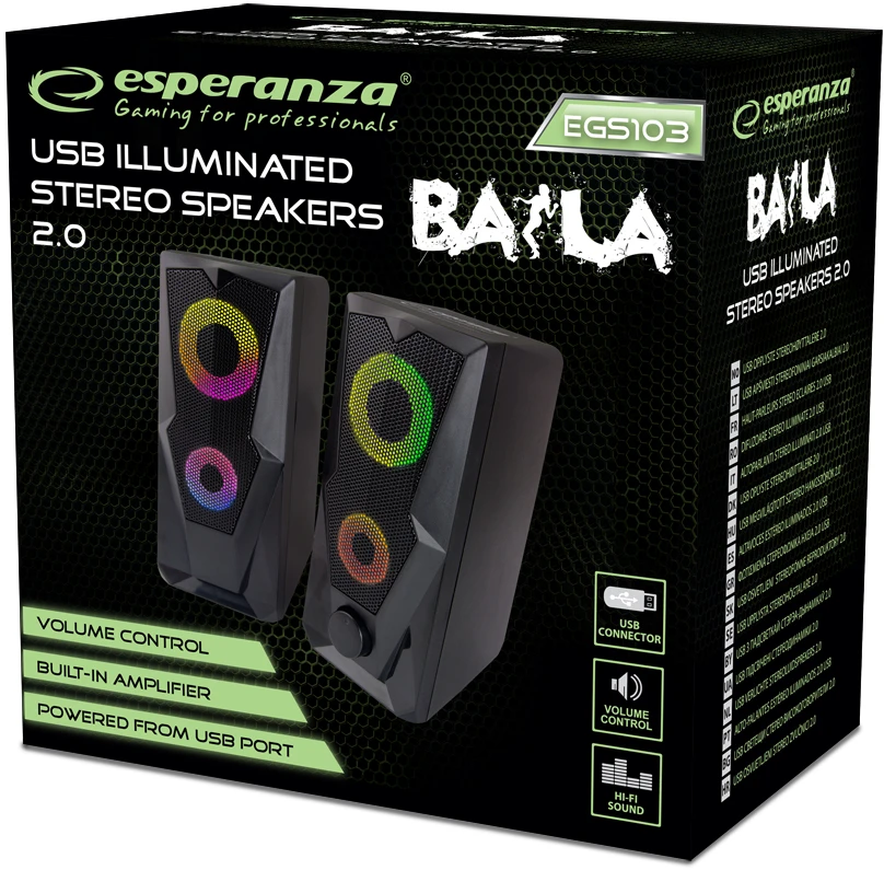Kompiuterio kolonėlės Garsiakalbis - Esperanza BAILA Laidinis 6W 160-20000Hz 1.2m Juodas