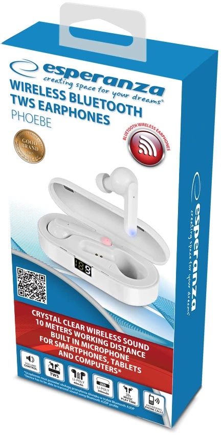 Esperanza EH230W Bluetooth In-Ear Ausinės TWS Baltas