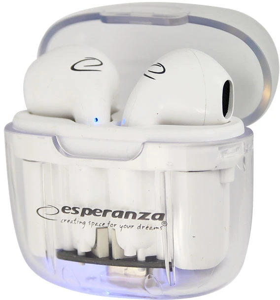 Belaidės Ausinės - Esperanza EH237W Bluetooth 5.3 TWS 10m Nuotolis Baltos