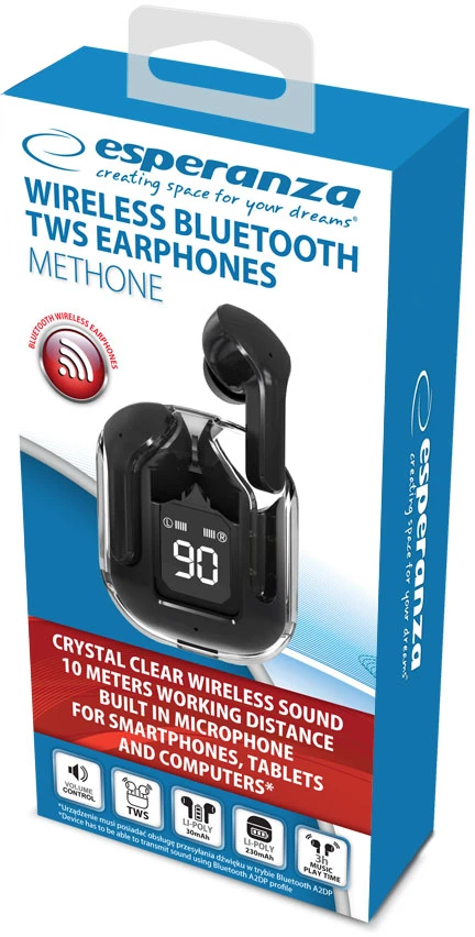 Bluetooth Ausinės - Esperanza EH238K TWS Juodos