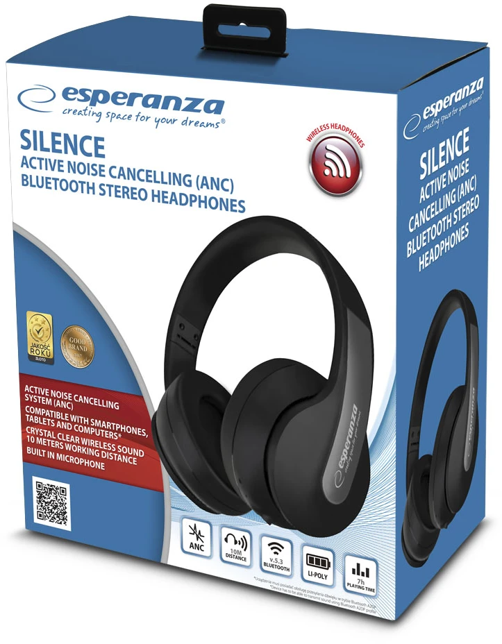 Bluetooth Ausinės - Esperanza EH240 Galvos Juosta Juoda