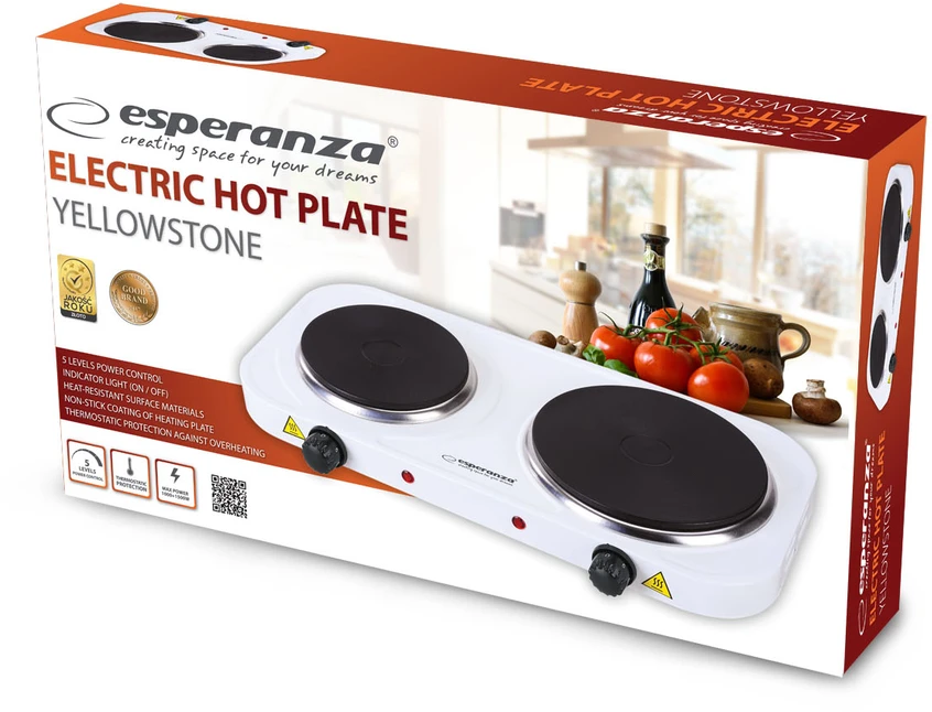 Esperanza EKH014W Electric cooker 2 zones Baltas