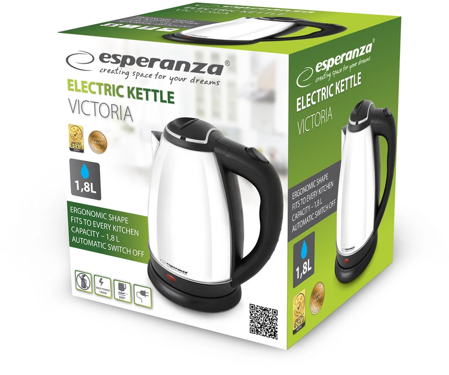 Esperanza EKK113W electric virdulys 1.8 L Juodas,Baltas 1800 W