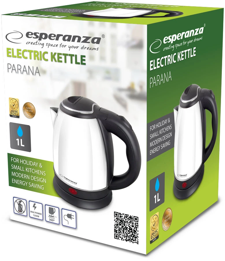 Elektrinis Virdulys - Esperanza EKK128W 1 L 1350 W Juodas/Baltas