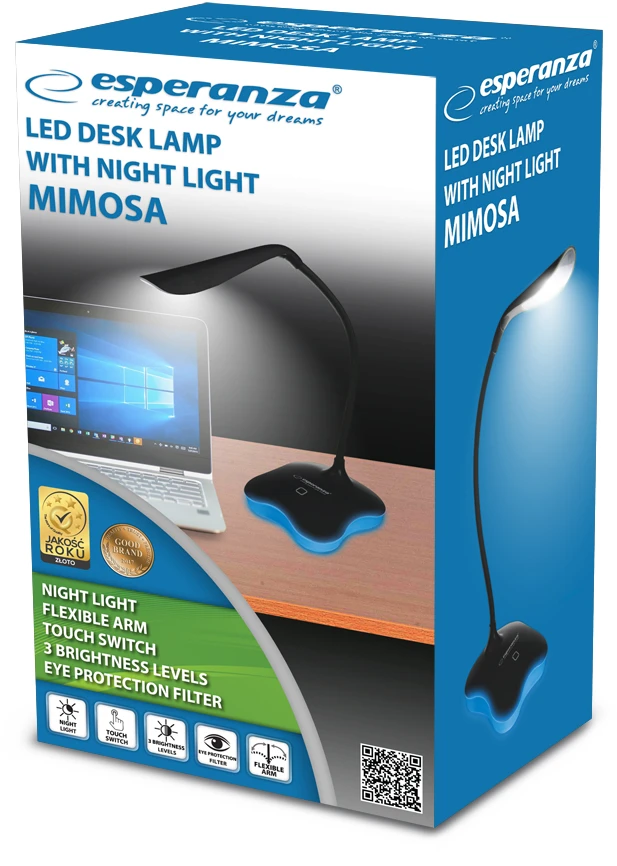 Stalinė Lempa - Esperanza ELD105K 3W LED Jutiklinis Valdymas Juoda