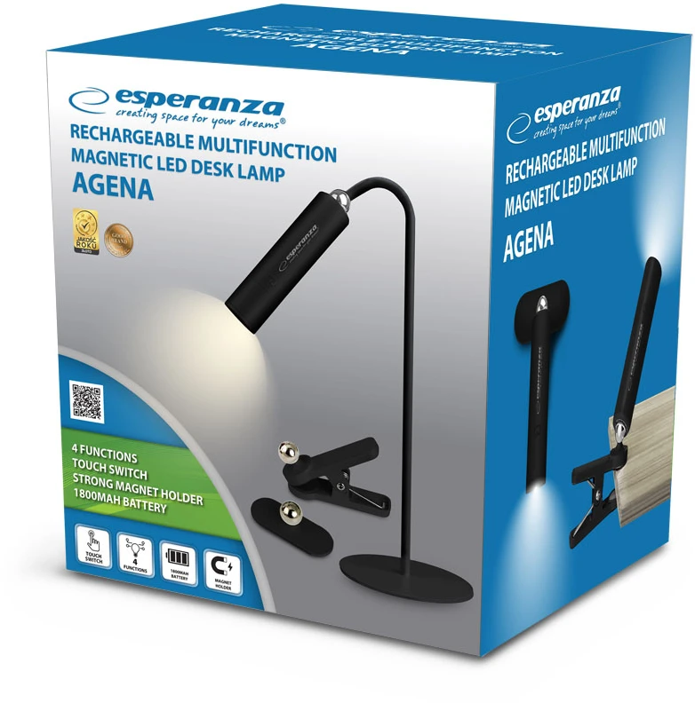 Esperanza ELD118K LED desk lamp 3in1 Juodas