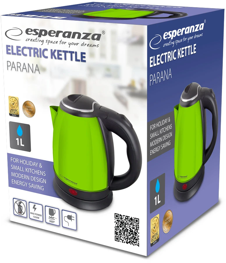 Elektrinis Virdulys - Esperanza EKK128G - 1 L, Žalias, 1350 W