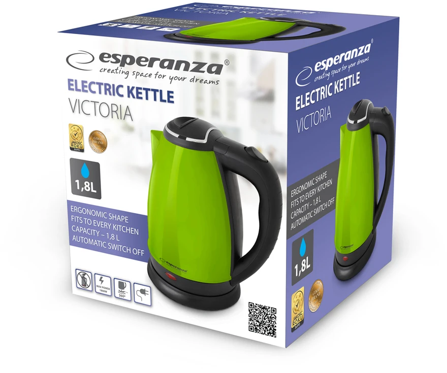 Esperanza EKK113G electric virdulys 1.8 L 1800 W Juodas, Žalias