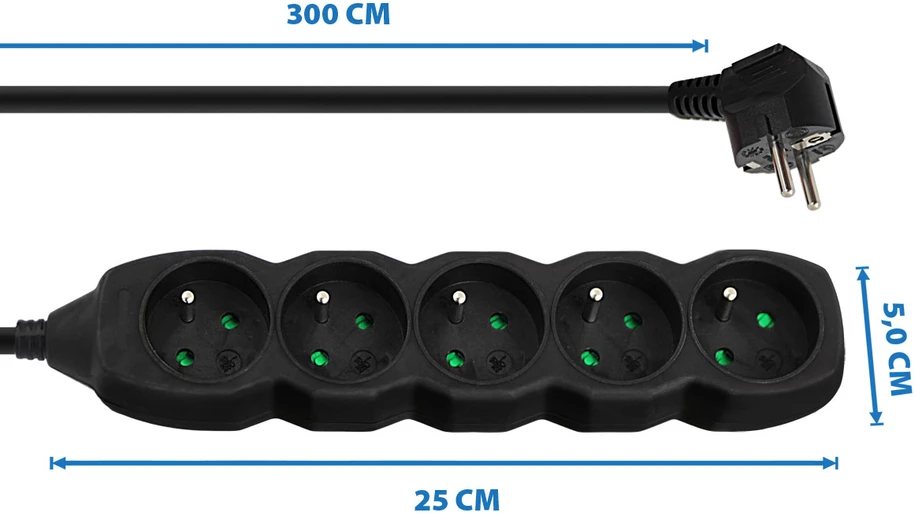 Esperanza ELK208K Power strip 5GN/3M Juodas