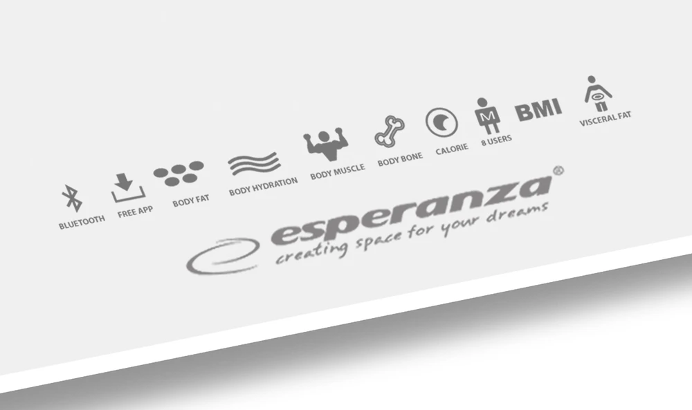 Svarstyklės su „Bluetooth“ funkcija Esperanza B.FIT EBS016W (baltos spalvos)