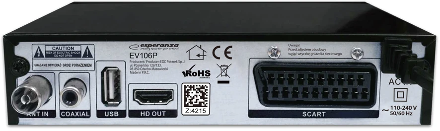 Priedėlis „Esperanza EV106P HDMI USB 2.0 Timeshift DVB-T2 Juodas“