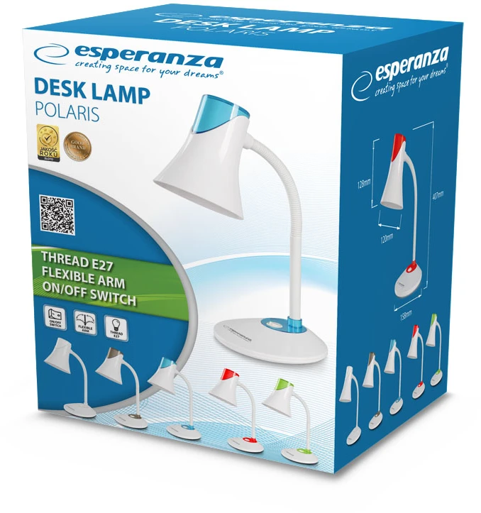 Esperanza stalinė lempa E27, polaris, juoda ELD111K