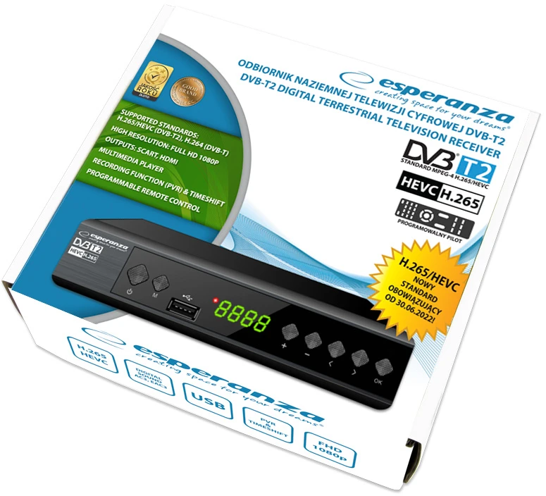 „EV111P Esperanza“ skaitmeninis imtuvas / dekoderis DVB-T2 H.265 / HEVC EV111P