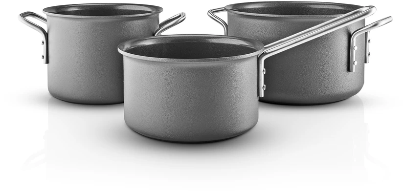 „Eva Trio“ – „Pilkas Line“ virtuvės reikmenų rinkinys – pilkas – 1,8 l – 2,5 l – 3,8 l