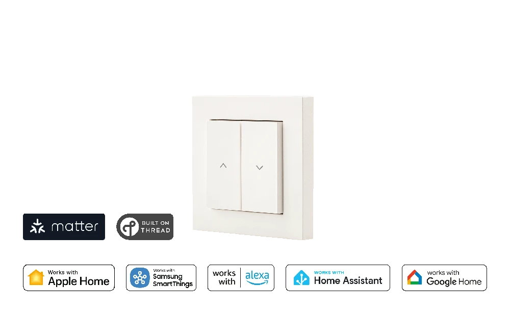 Eve Systems „Carruzzo Eve Shutter Switch Matter“ – išmanusis langų žaliuzių valdiklis (suderinama su: „Apple Home“, „Samsung SmartThings“, „Alexa“, „Google Home“, „Home Assistant“)