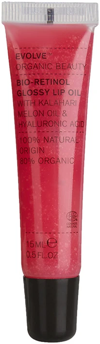 „Evolve Beauty“ – „Bio-Retinol“ blizgus lūpų aliejus, 15 ml – švelniai rožinė