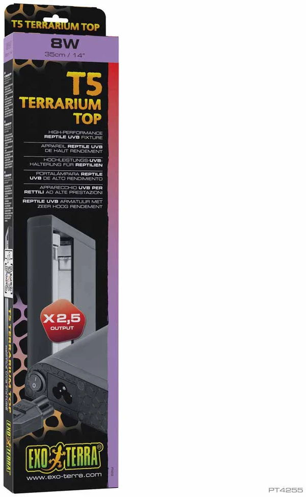Exoterra Exo Terra T5 terariumo viršutinis UVB šviestuvas ropliams - 35 cm / 14" / 8W
