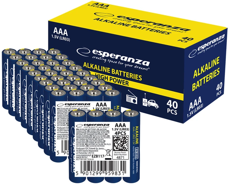 EZB117 Esperanza šarminės baterijos AAA, 4 vnt. pakuotėje
