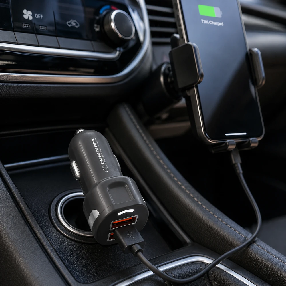 Automobilinis Įkroviklis - Esperanza EZ110 Greitas Įkrovimas 3.0 36W Juodas