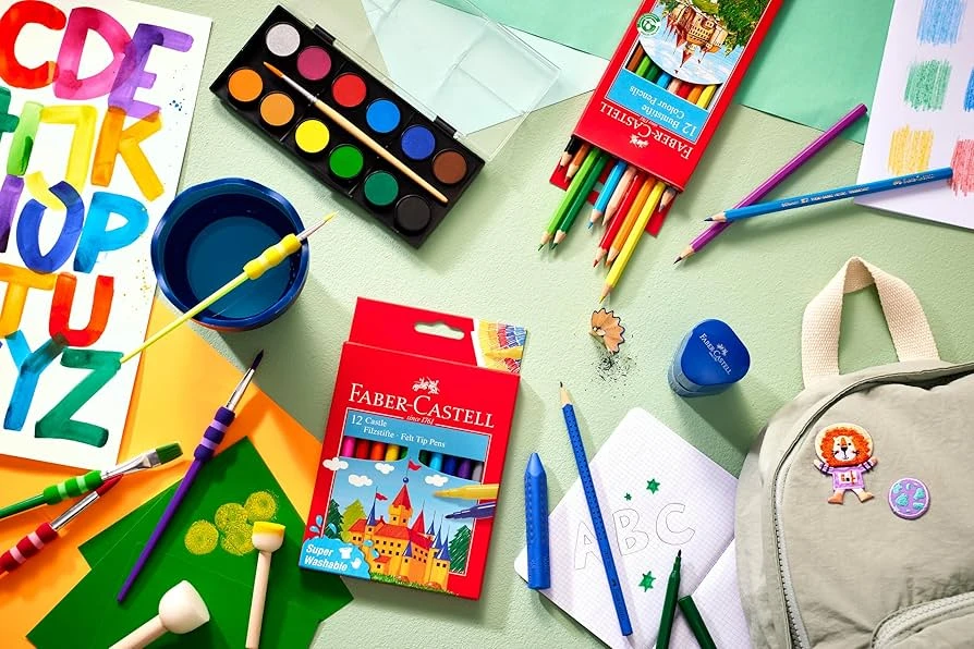 Faber-Castell akvarelinių dažų dėžutė, 12 spalvų, didelė (125018)
