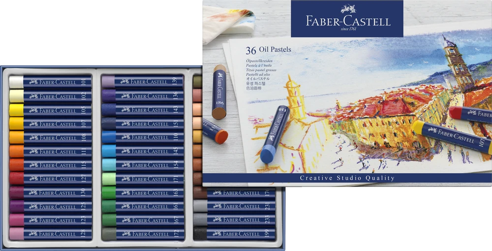 Faber-Castell - Aliejinės pastelinės kreidelės, STUDIJOS KOKYBĖS, 36 vnt. dėžutėje (127036)