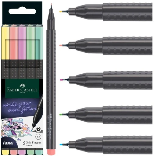 Rašiklių rinkinys Faber-Castell FinePen, 0.4mm, 5 pastelinių spalvų