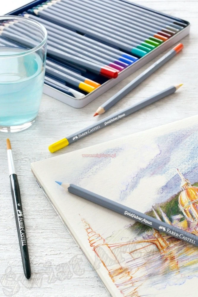 Spalvoti akvareliniai pieštukai Faber-Castell Goldfaber Aqua Creative Studio, 36 spalvų, metalinėje dėžutėje