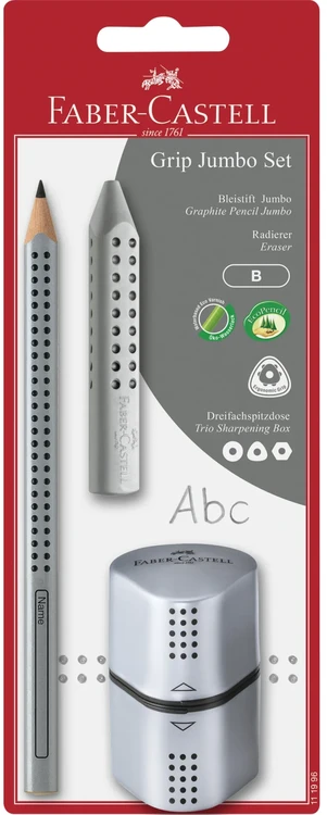 Faber-Castell - Grafitinių pieštukų rinkinys Jumbo Grip - sidabrinis BC (111996)