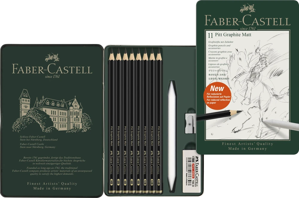 Pieštukų rinkinys Faber-Castell Pitt Graphite Matt, 11 dalių